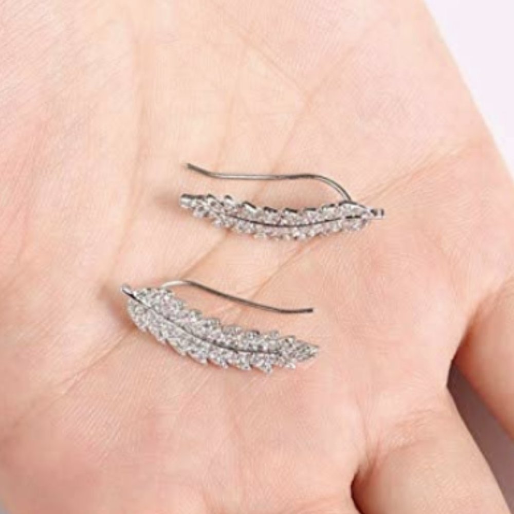 Crystal Leaf Climber Earrings